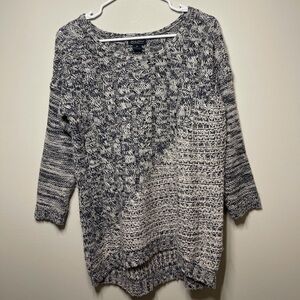 Lucky Brand Mixed Knit Navy and White Sweater - Medium